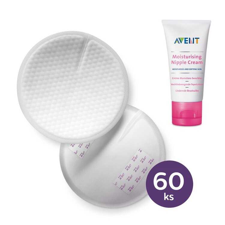 Philips AVENT Krém na bradavky 30 ml + Prsní vložky jednorázové 60 ks