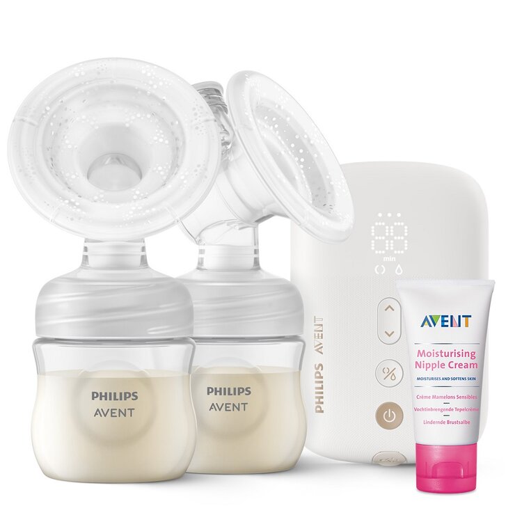 Philips AVENT Odsávačka mateřského mléka elektronická Premium DUO SCF398/11+Krém na bradavky 30 ml