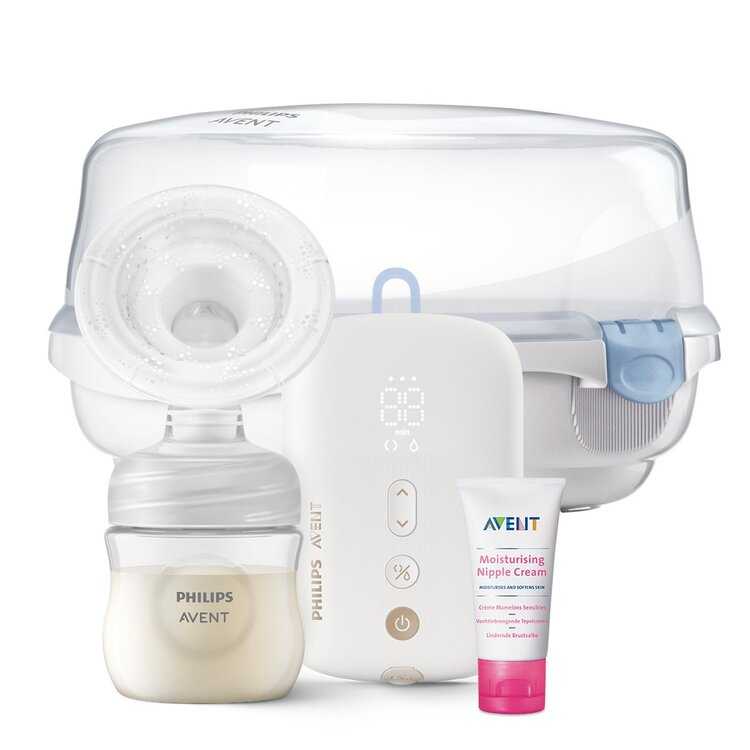 Philips AVENT Odsávačka ml. elektr. Premium SCF396/11 + MW Sterilizátor + Krém na bradavky 30 ml