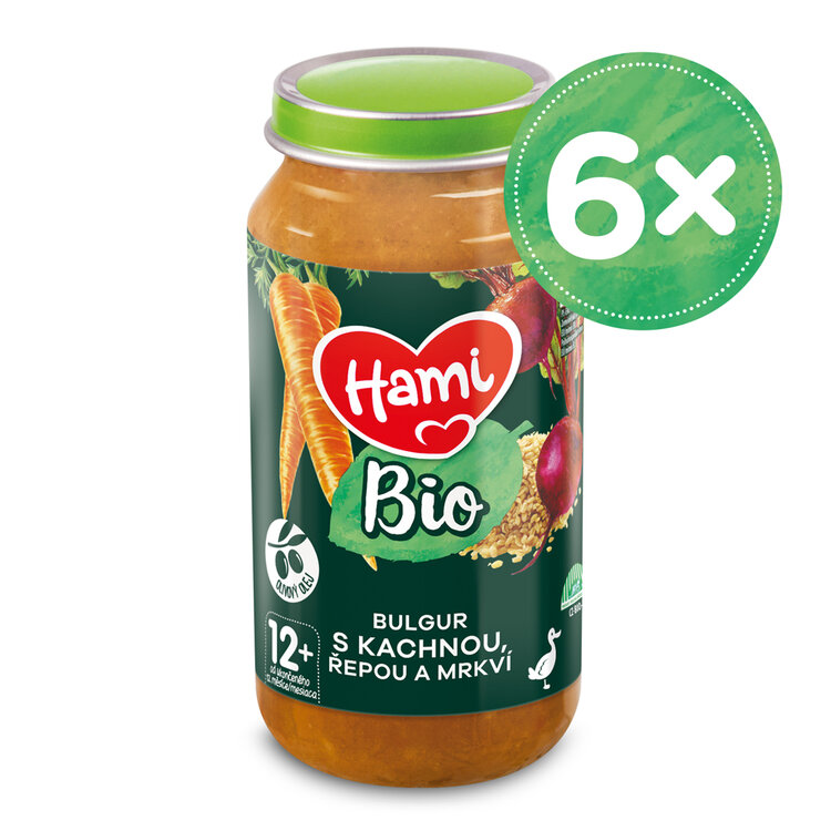 6x HAMI BIO Příkrm masozeleninový Bulgur s kachnou