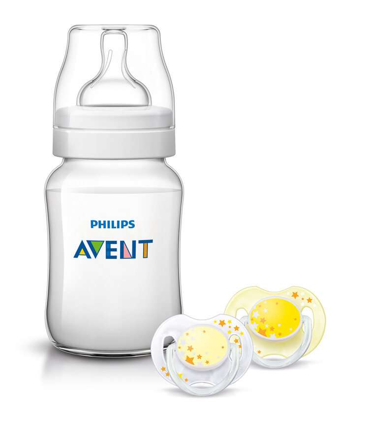 Philips AVENT Láhev Classic+ 260 ml + Šidítko noční 0-6 m