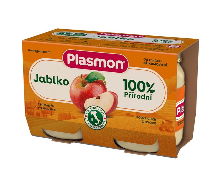 EXP: 31.08.2023 PLASMON Příkrm bezlepkový ovocný jablko 2x104 g