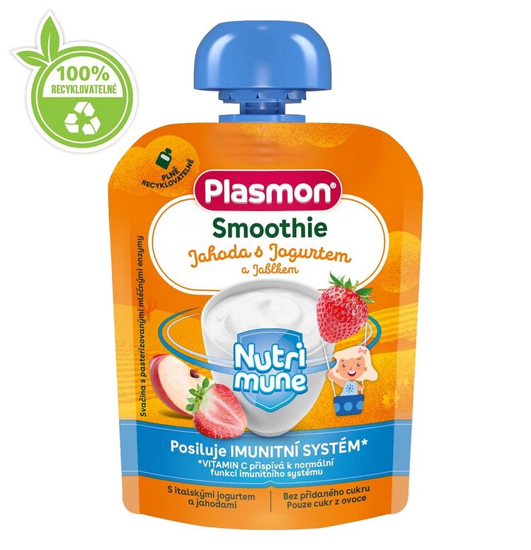 EXP: 13.09.2023 PLASMON Kapsička Smoothie NUTRI-MUNE ovoce-jogurt jablko a jahoda 85g