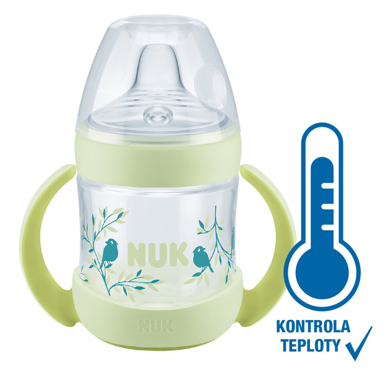 NUK Lahvička na učení Nature Sense s kontrolou teploty 150 ml zelená