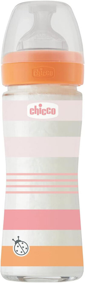 CHICCO Láhev kojenecká sklo Well-being silikon 240ml děvče