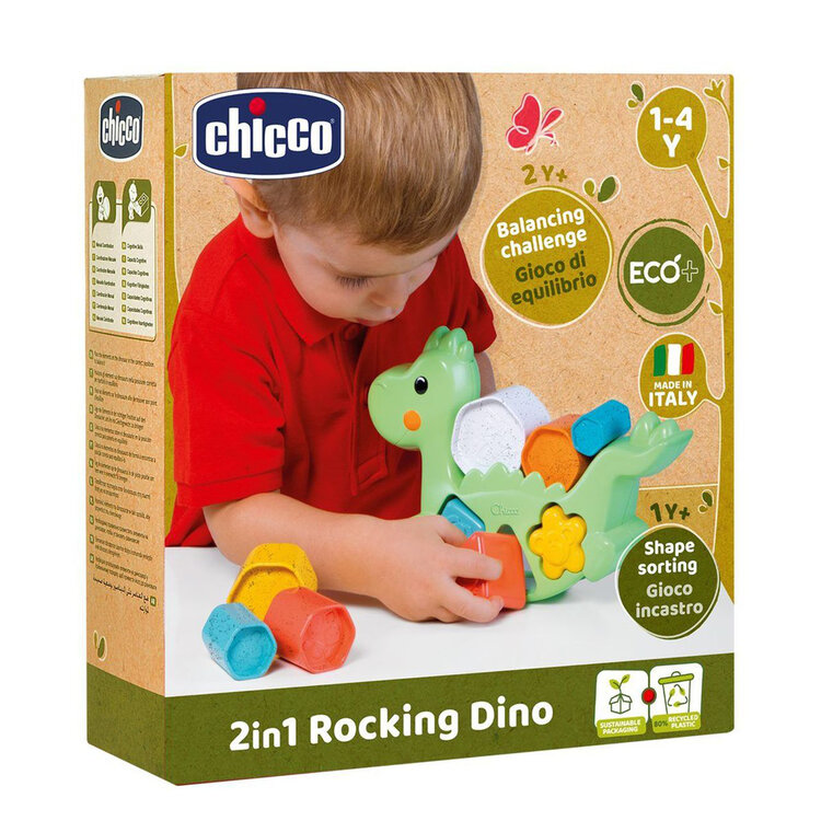 CHICCO Hračka vkládací 2v1 Dino Eco+ 12m+