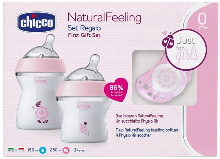 CHICCO Set dárkový Natural Feeling + Air dudlík - dívka