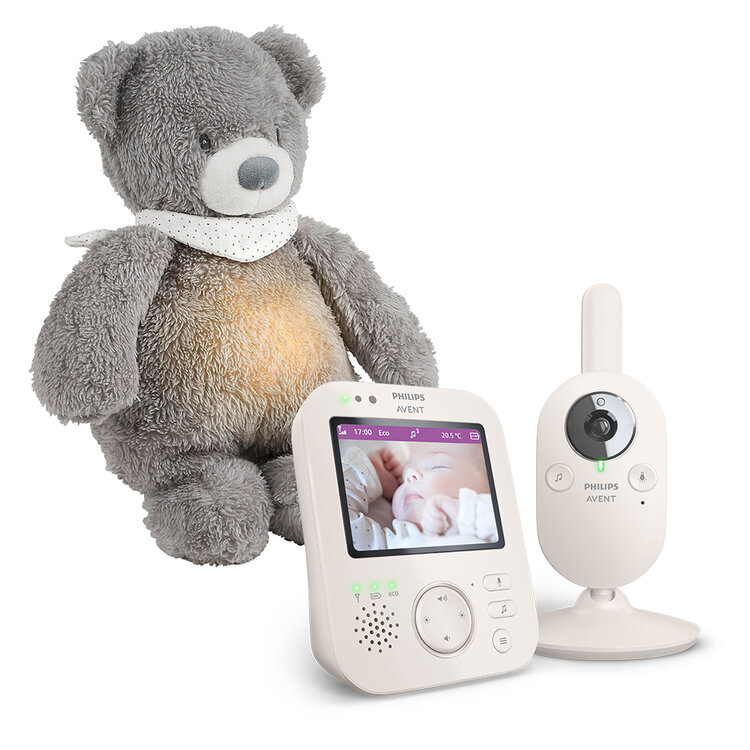 Philips AVENT Chůvička dětská video SCD891/26+NATTOU Uspáváček 4v1 Sleepy Bear Grey 0m+