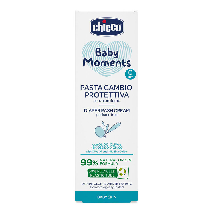 CHICCO Krém na dětský zadeček Baby Moments bez parfému s 99% přírodních složek 100ml