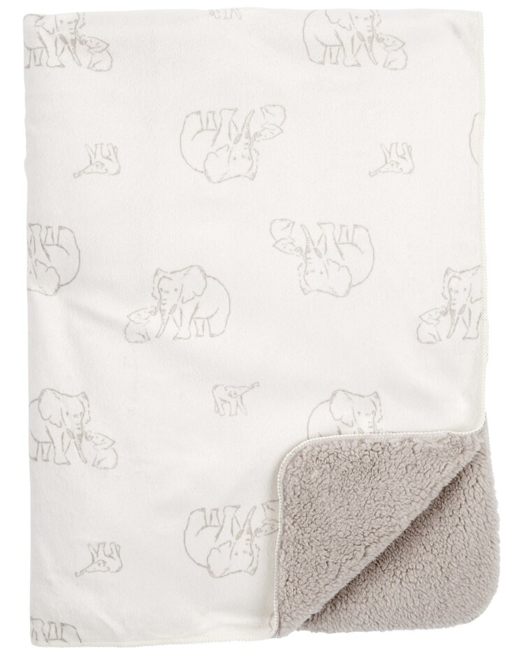 CARTER'S Deka sherpa beránek White-Grey Elephant neutral 80x110 cm