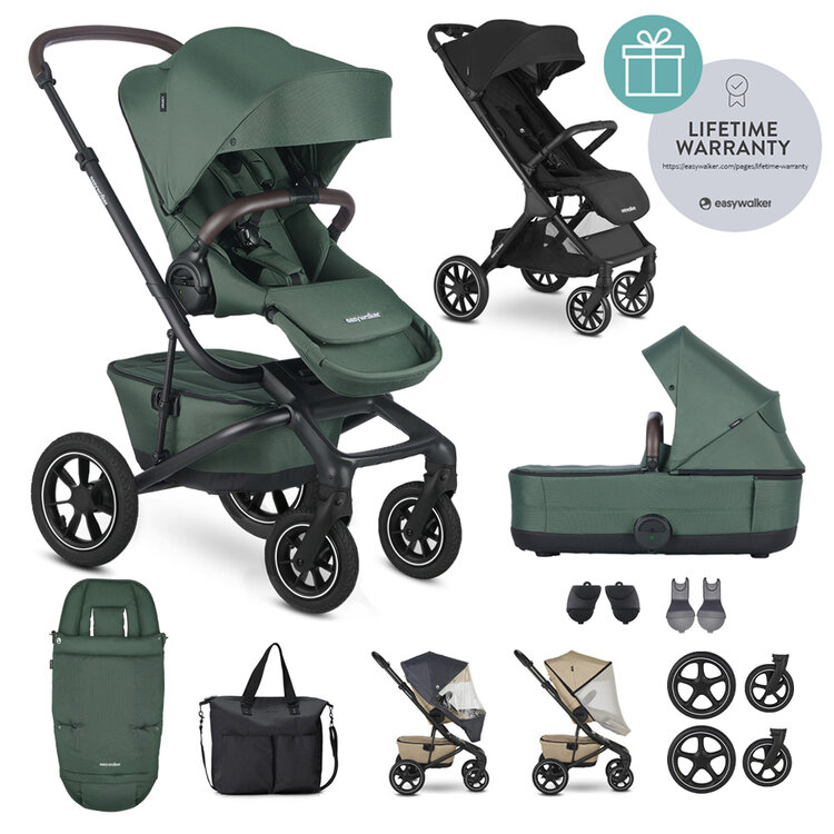 EASYWALKER Kočárek kombinovaný Jimmey Pine Green XXL AIR + RWS + Jackey XL Shadow Black