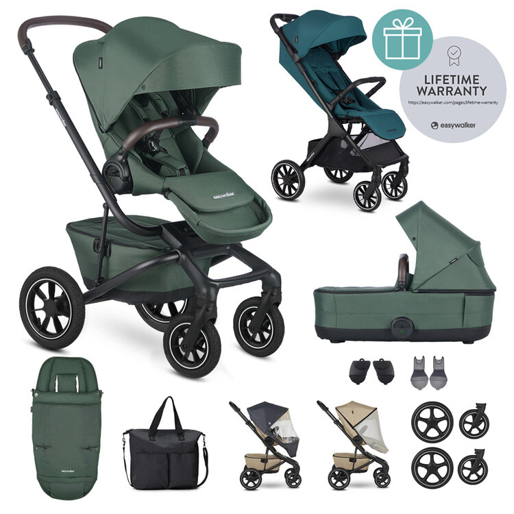 EASYWALKER Kočárek kombinovaný Jimmey Pine Green XXL AIR + RWS + Jackey XL Teal Green