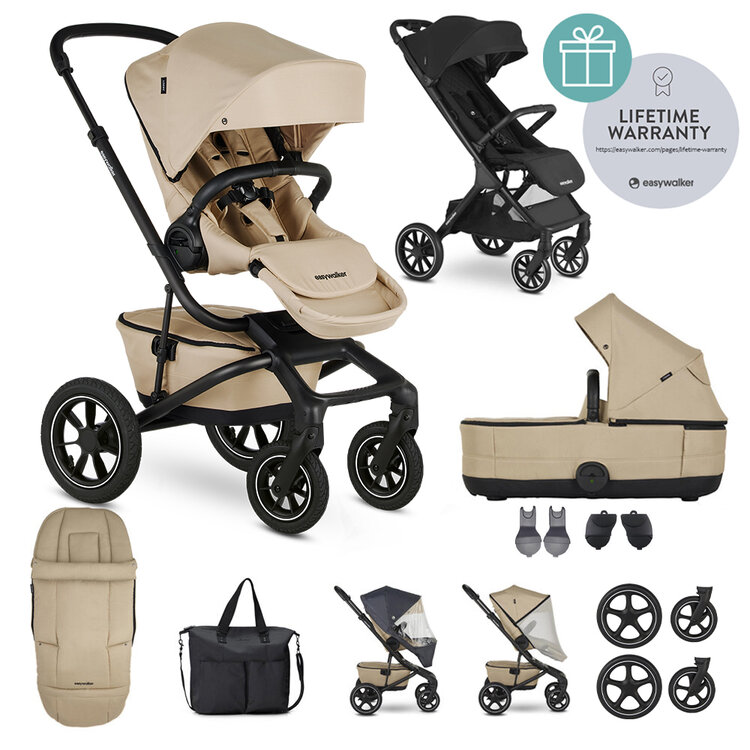 EASYWALKER Kočárek kombinovaný Jimmey Sand Taupe XXL AIR + RWS + Jackey XL Shadow Black