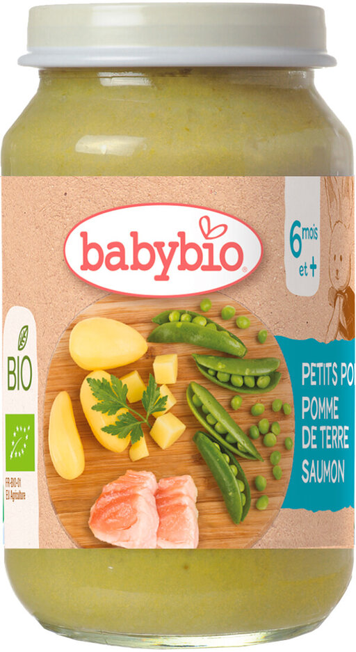 BABYBIO Bio hrášek a brambory s lososem 200g