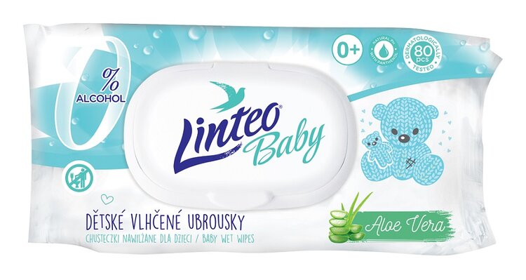 EXP: 01.11.2024 LINTEO BABY Vlhčené ubrousky s aloe vera (80 ks)