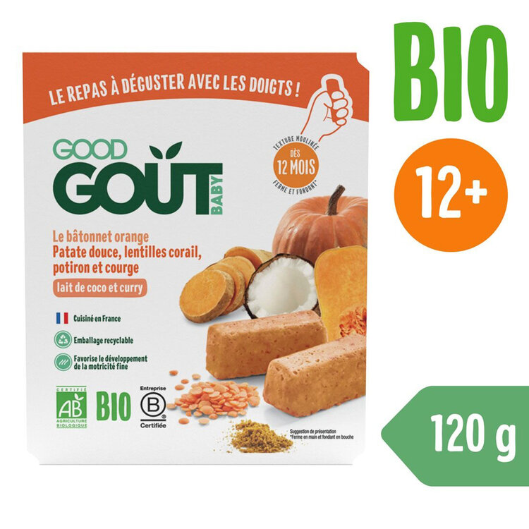 EXP: 07.01.2025 GOOD GOUT BIO BLW Tyčinky z červené čočky a dýně (120 g)