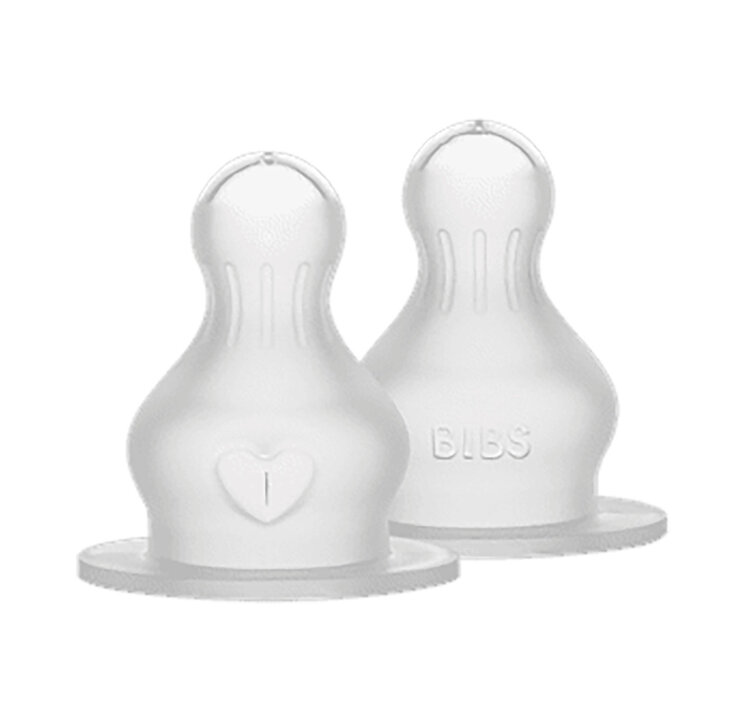 BIBS Savičky silikonové Baby bottle - pomalý průtok