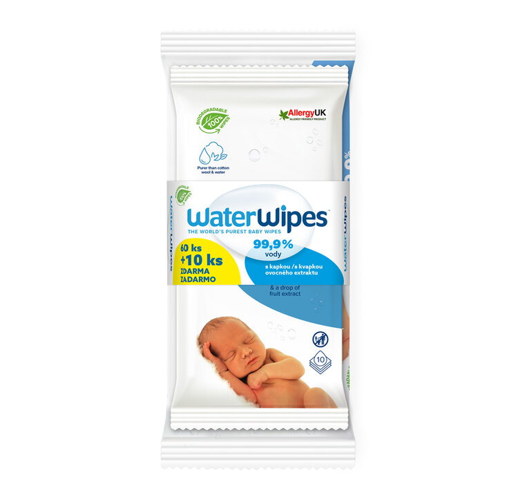 WATERWIPES 100% BIO odbouratené ubrousky 60+10 ks